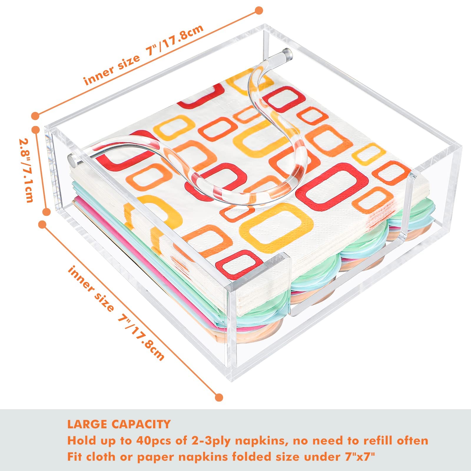 Cocktail-Serviettenhalter Aus Acryl, Transparent – Für 12,7 X 12,7 Cm Servietten – U-förmige Öffnung, Stabil – Ideal Für Tischdeko