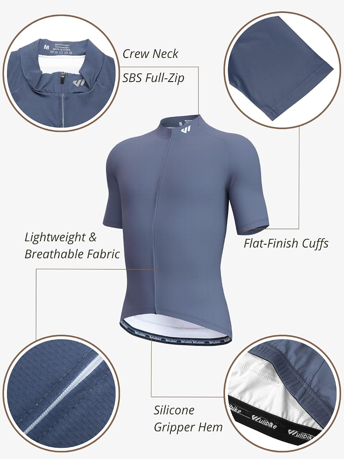Wulibike Men's Cycling Jerseys Short Sleeve Bike Biking Shirts Full Zip with Pockets Road Bicycle Clothing