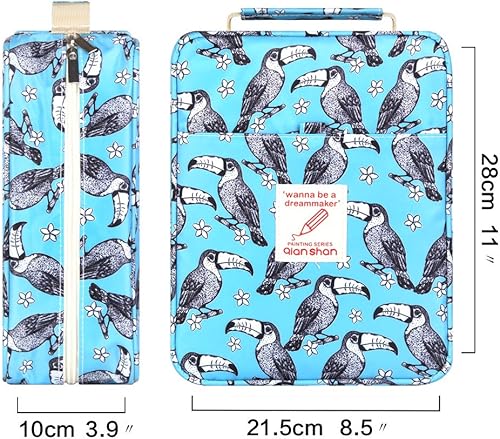 Vista 57 de qianshan Ranura para estuche para lápices, capacidad para 260 lápices de colores o 180 bolígrafos de gel con cierre de cremallera 260-Azul Rosa Daisy