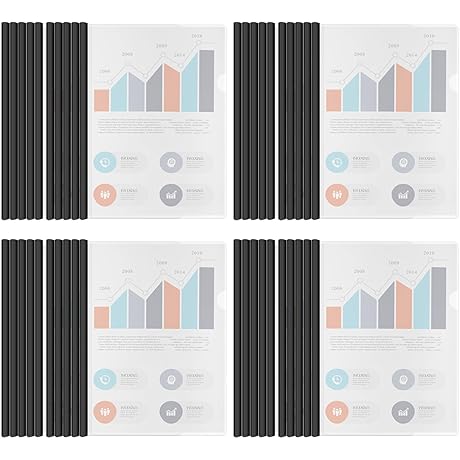 Binditek 40-Pack Clear Report Book, Slide Bars, 9mm File Folder Binder