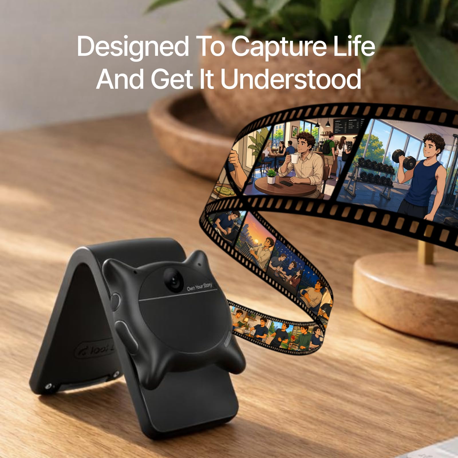 Looki L1 AI Multimodal Wearable for Life, 32 g, dispositivo de registro de vida ligero de acción manos libres con video 1080P, 3 micrófonos, vlogs y cómics de IA, inteligencia proactiva