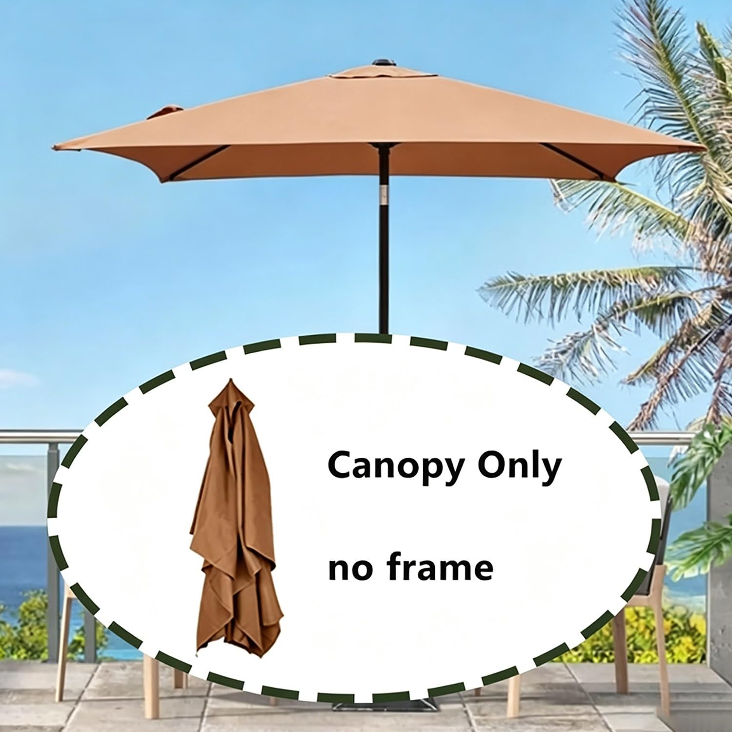 Rechange Telo per Ombrellone, 2x2m 3x3m Grandes Telo Ricambio Ombrelloni, Baldacchino Di Ricambio Ombrellone Spiaggia Piscina(Dark green,3x3m/10x10ft)