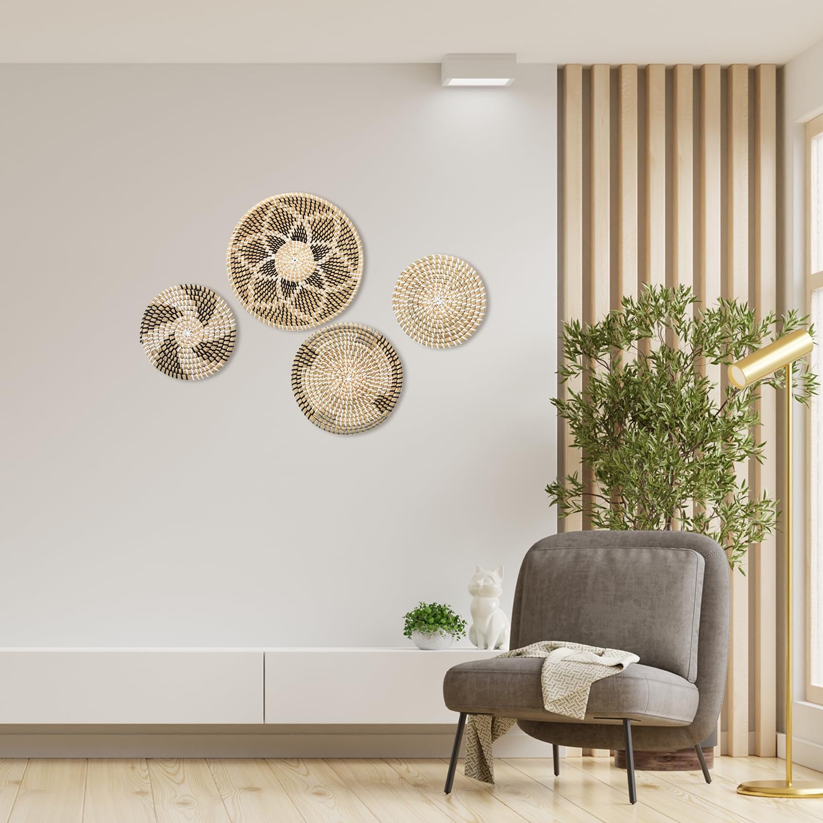 sourcing map (4uds Cestas para Pared Decoración Bohemia Pared Cesta Mimbre