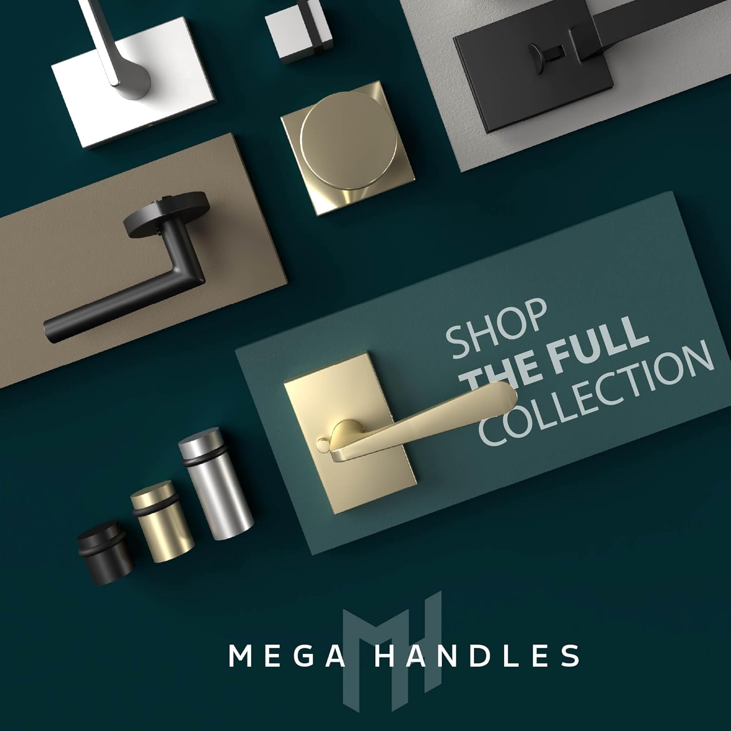 Mega Handles Ribba Dummy Door Handles - 2 Pack Heavy Duty Gold Door Handle, Non-Turning Door Handle for Hallway, Closet & French Doors, Single Side, Fits All Standard Doors - Satin Brass