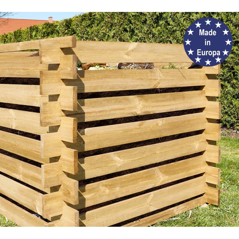 Composteur en Bois 100x100x78cm Robuste et Stable 520L