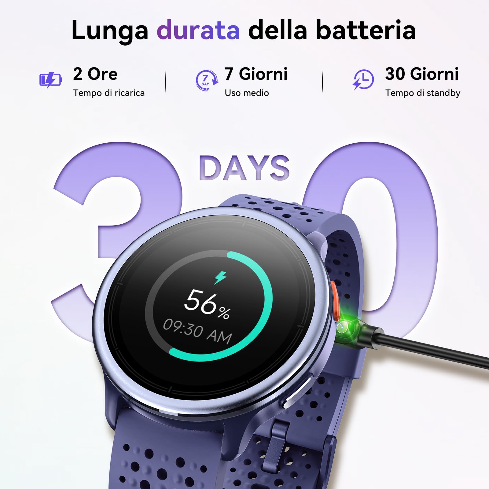 Smartwatch Donna 1.27'' Orologio Uomo Rotondo con 2 Cinturini,120+ Modalità Sportive, Corsi di Ginnastica 3ATM Monitoraggio Salute e Sonno Contapassi Fitness Watch per Samsung/Android/iPhone Viola