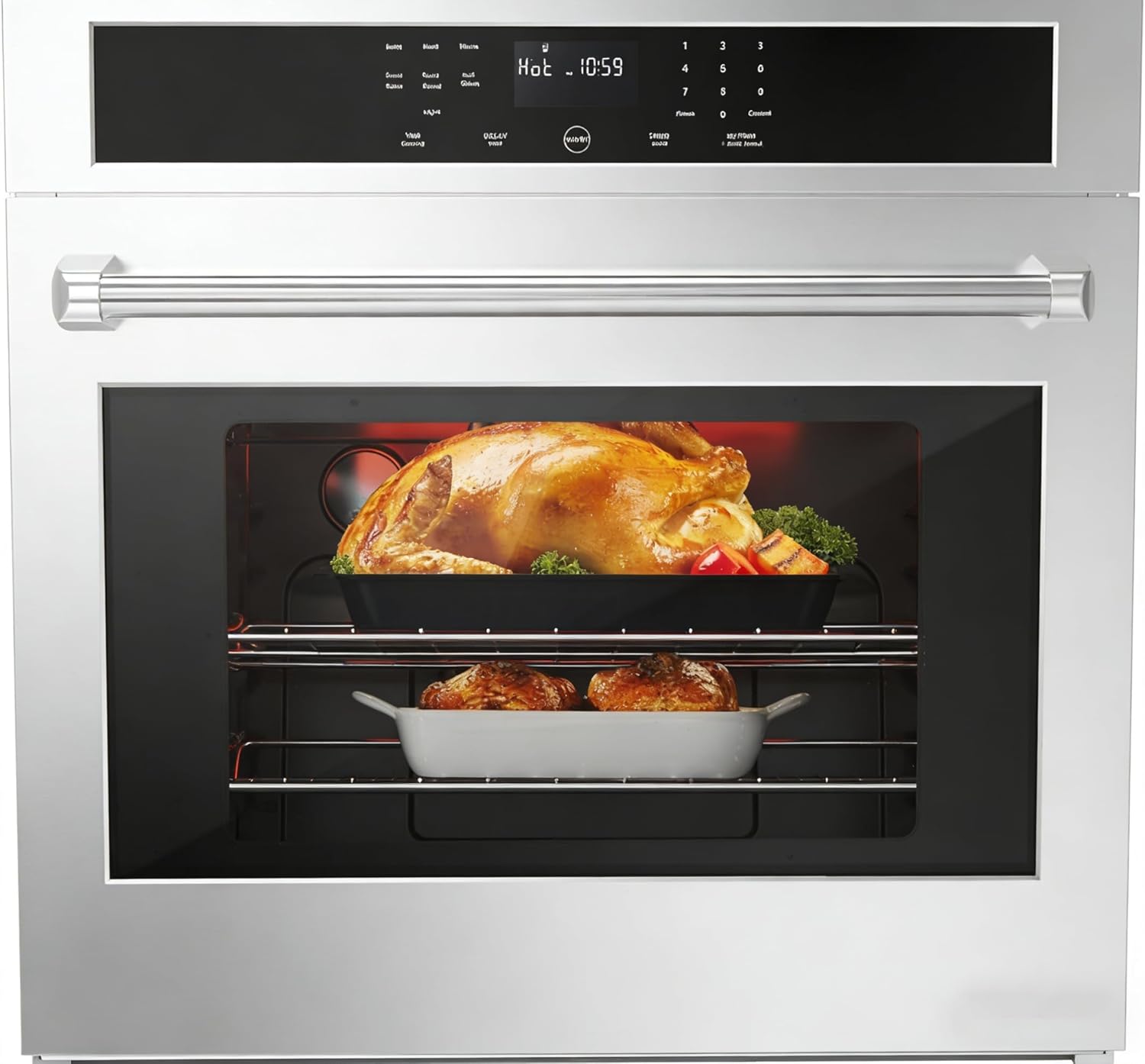 30 Inch Electric Single Wall Oven, 4.8 Cu.Ft Built-in Convection Oven with Bake Broil Rotisserie Functions, Safety Lock, Touch Control, Stainless Steel