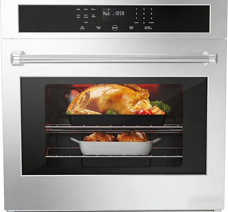 30 Inch Electric Single Wall Oven, 4.8 Cu.Ft Built-in Convection Oven with Bake Broil Rotisserie Functions, Safety Lock, Touch Control, Stainless Steel