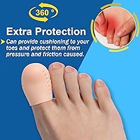 Vista 3 de Protectores de dedos grandes, (10 unidades) gorro transpirable, mangas de gel para los dedos, ideal para maíz, callos, dedos de martillo y pérdida