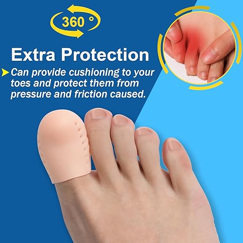 Miniatura 3 de Protectores de dedos grandes, (10 unidades) gorro transpirable, mangas de gel para los dedos, ideal para maíz, callos, dedos de martillo y pérdida