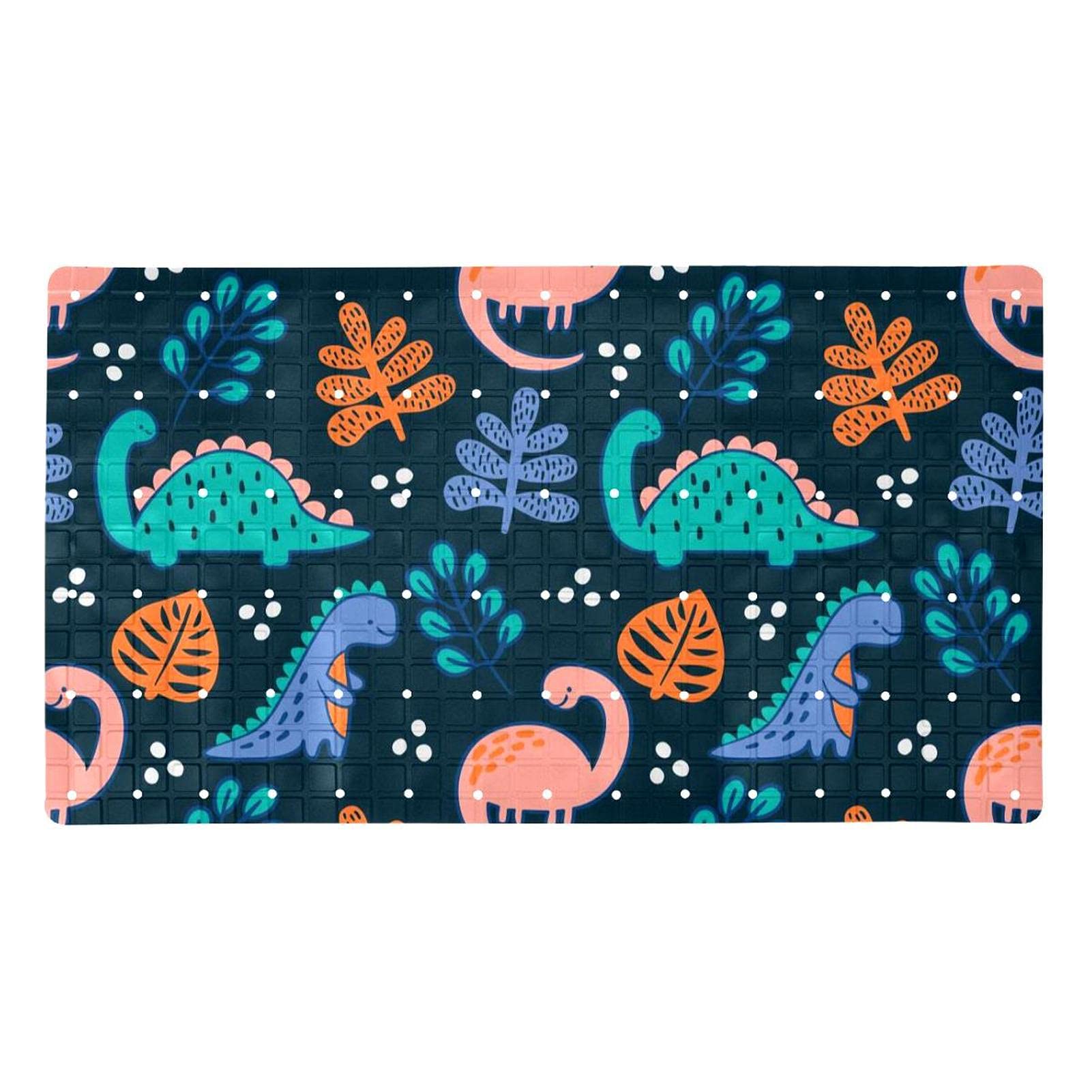Tapis de salle de bain bleu avec ventouses et motif dinosaure