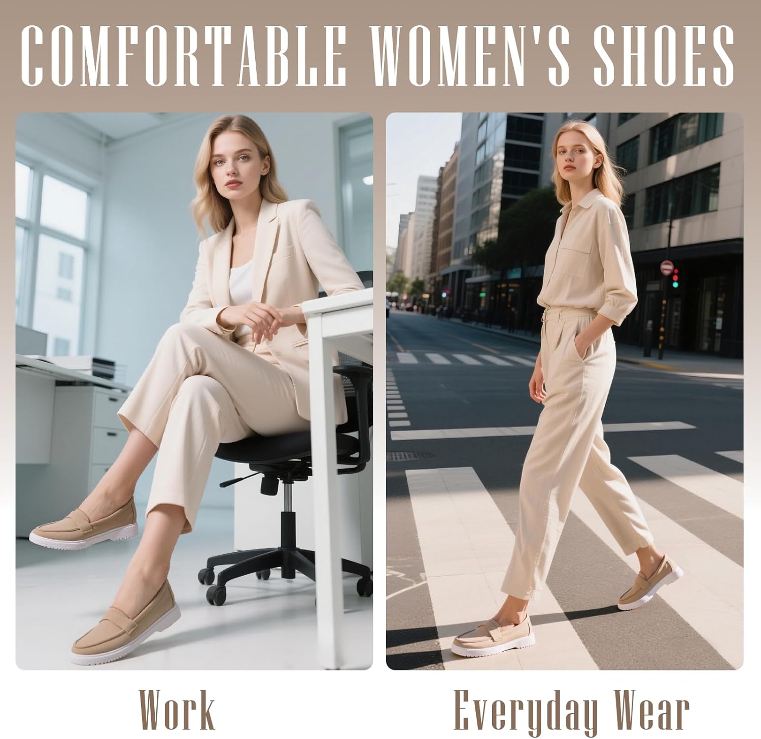 Women’s Casual Slip-On Loafers – Lightweight Cushioned Walking Flats with Soft Fabric Upper and Rubber Sole, Comfy Everyday Shoes for Work & Weekend - Image 3