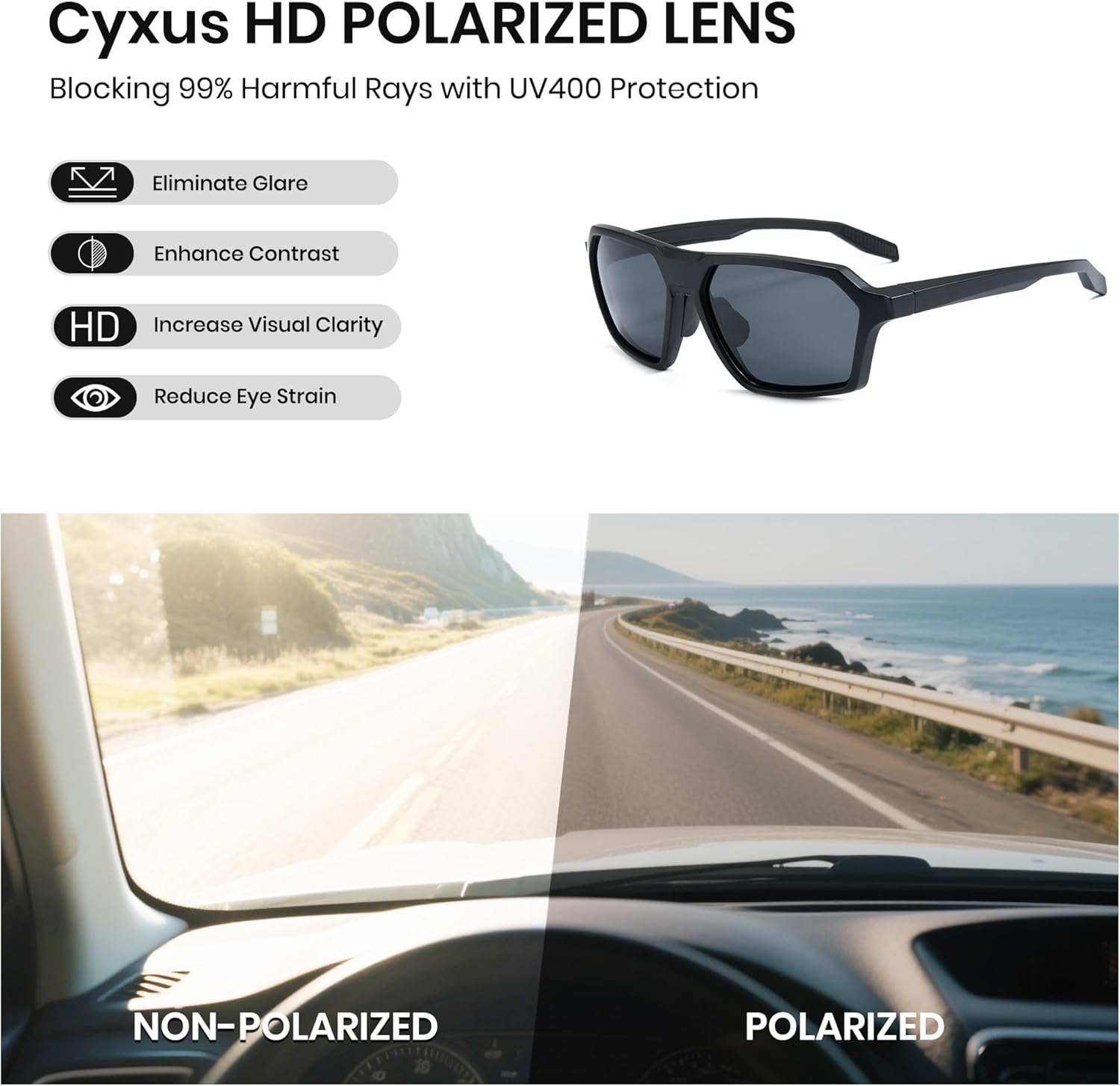 Cyxus Polarized Running Glasses Men Women Driving Glasses MTB Riding Sport Sunglasses Cycling Bicycle