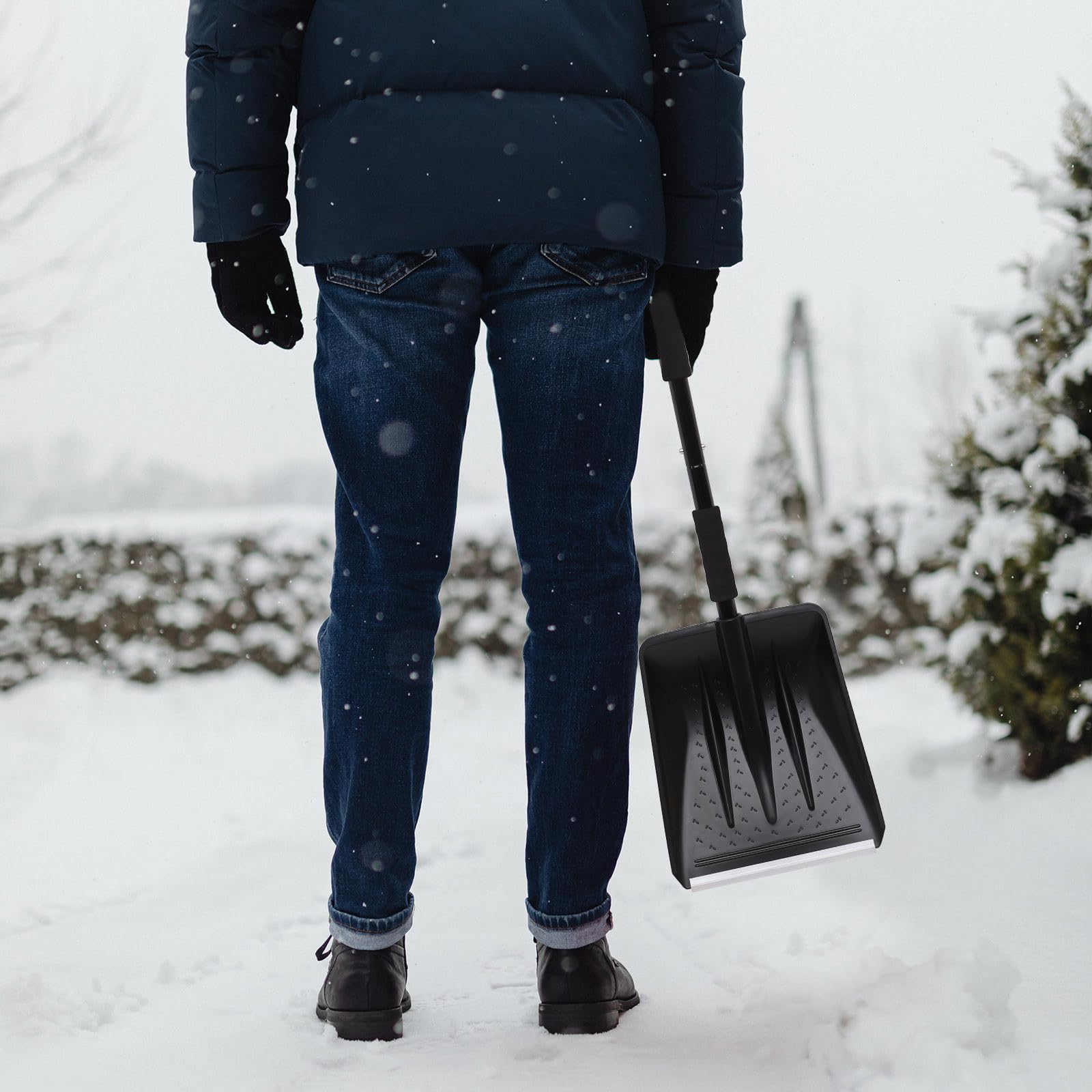 POPETPOP 1 Satz Autoschneeschaufel mit Ergonomischem Griff und Edelstahlklinge Leichter Schneeschieber für Windschutzscheibe und Einfahrt im Winter Robust und Vielseitig