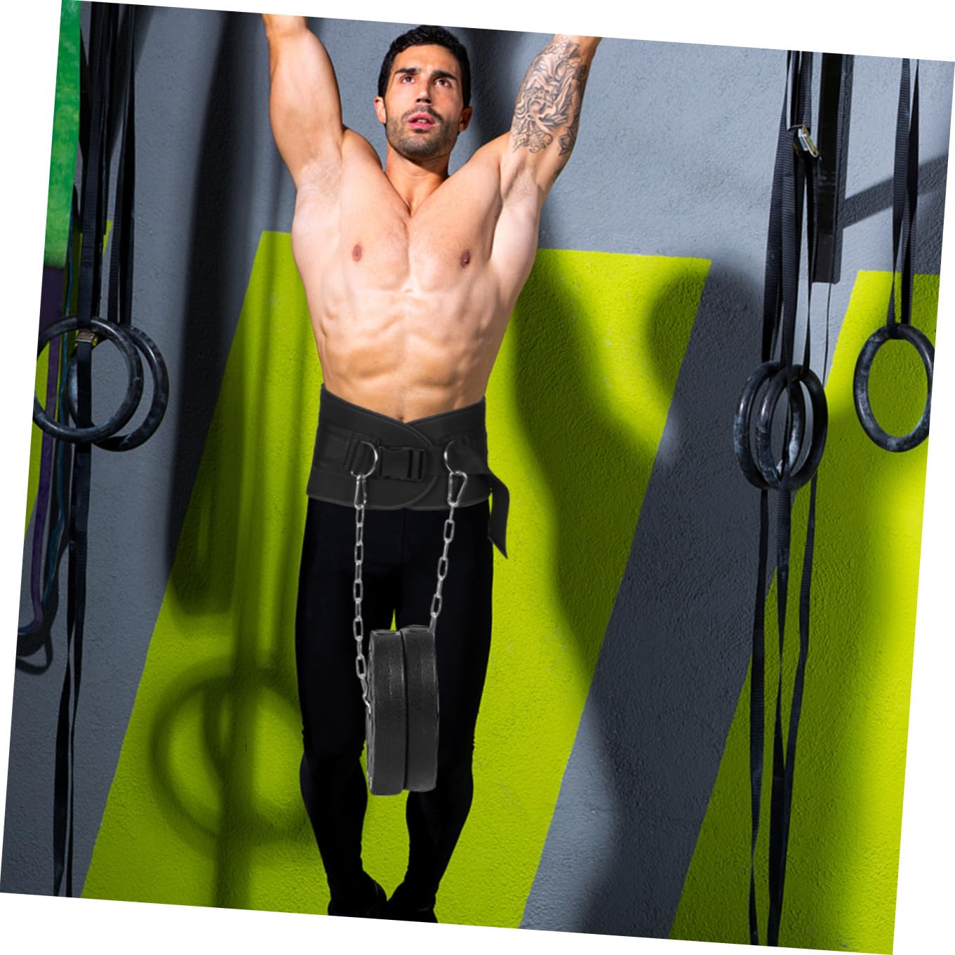 Cintura per Esercizi con Catena Lunga in Ferro e Fibbia Spessa, Cintura Zavorrata per Allenamento Pesi con Design Avvolgente e Protezione Lombare per Training Fitness