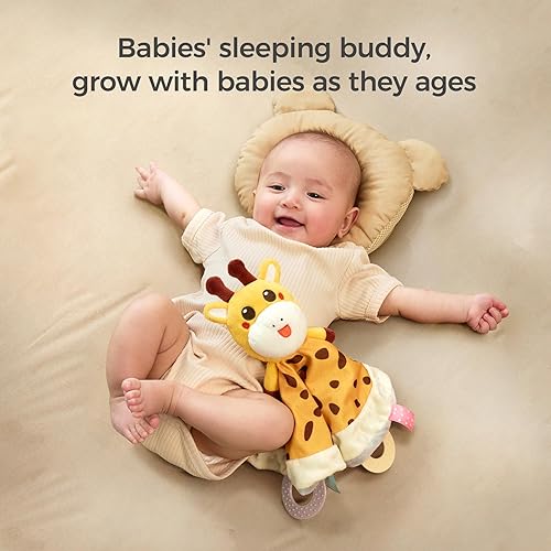 Miniatura 5 de TUMAMA Manta de seguridad para bebé, manta de terciopelo suave con lunares de peluche y anillos de dentición, artículos esenciales para recién