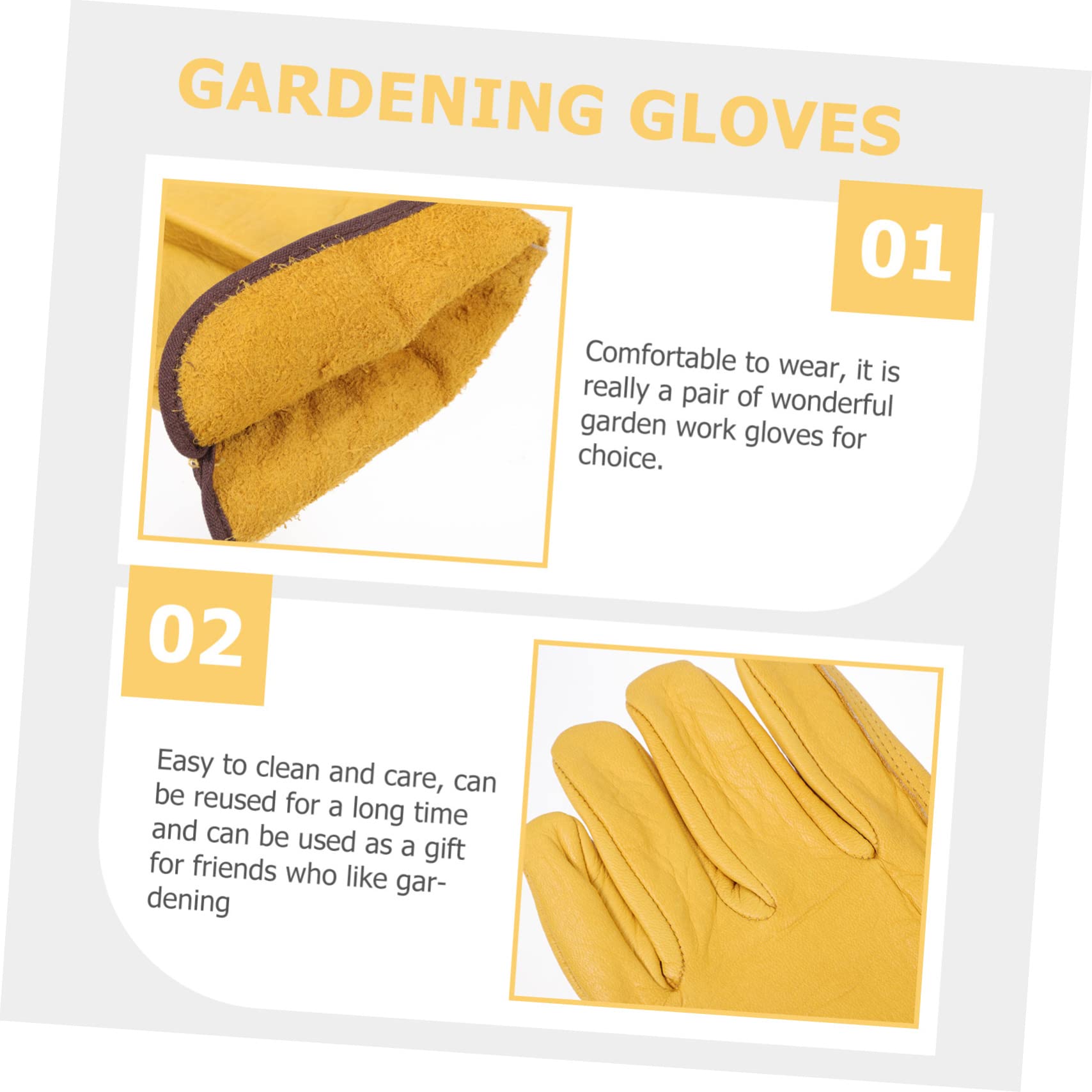VICASKY 1Pair Puncture Gardening Gloves Durable Cowhide Protective Gloves for Pruning and Garden Work Wear Resistant and Stab Reusable