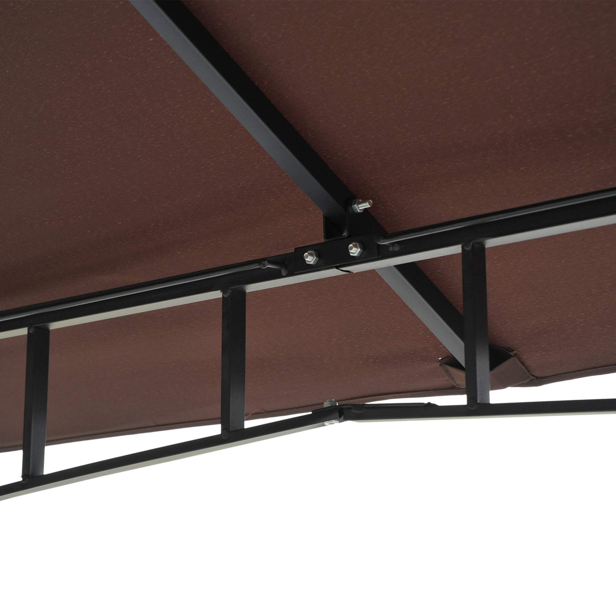 Outsunny Gazebo da Giardino 3x3m con Zanzariera Tetto 2 Livelli Marrone | in Poliestere, Struttura in Metallo