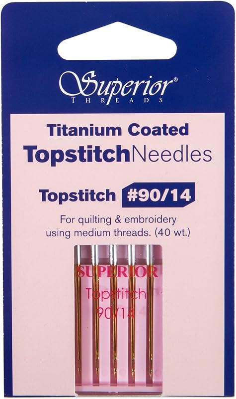 Superior Threads - Agujas de pespunte recubiertas de titanio n.º 90/14 - para acolchar, bordar y coser, 5 unidades