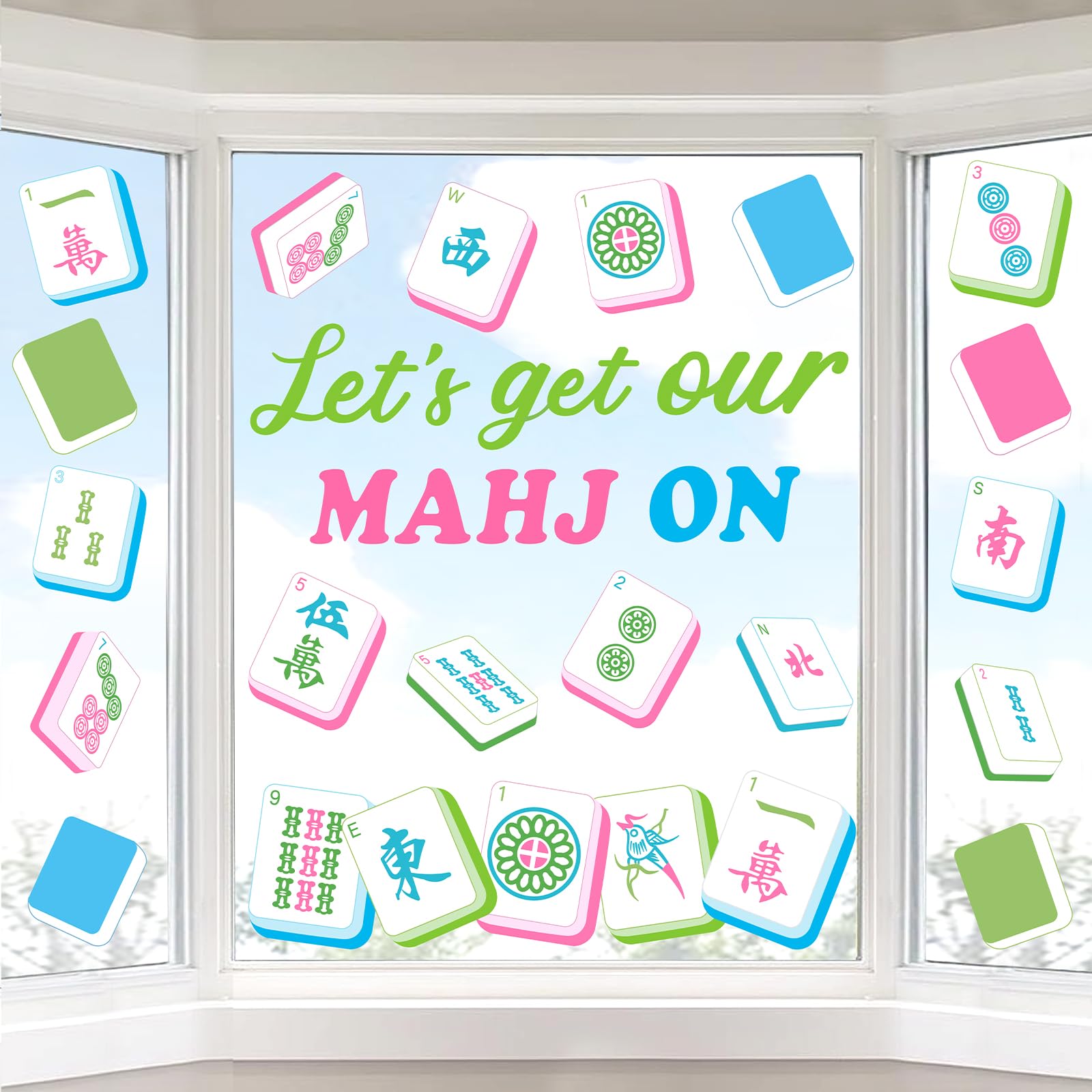 Autocollants Mahjong repositionnables pour fenêtre | Lot de 9 stickers