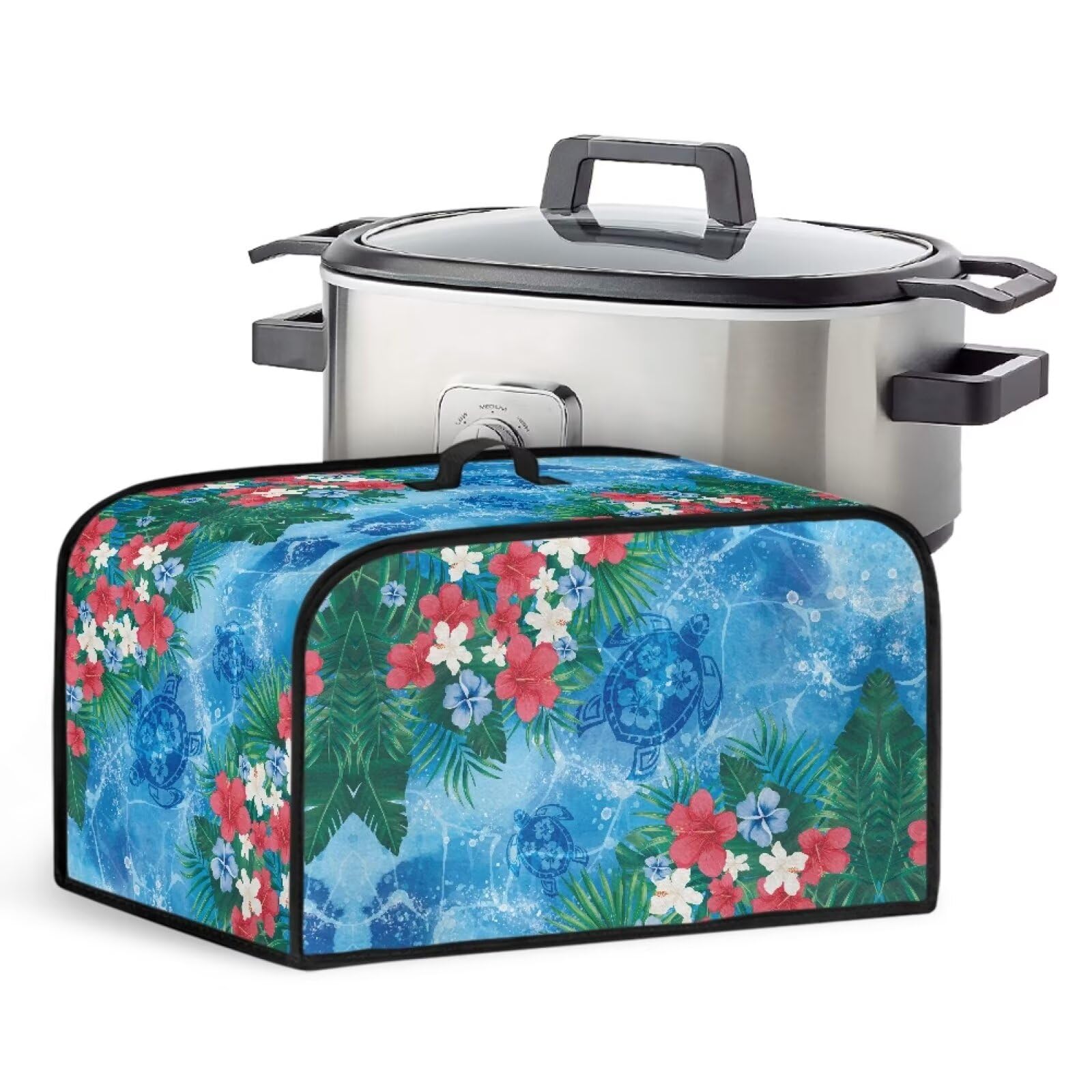 Sea Turtle Slow Cooker Dust Cover with Side Pockets for Kitchen Accessories Anti Splash Dust Covers Fit for