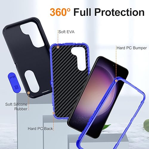 Miniatura 3 de BaHaHoues Funda para Samsung Galaxy S23, Samsung S23 con soporte integrado, a prueba de golpes, polvo y caídas, grado militar, funda protectora para