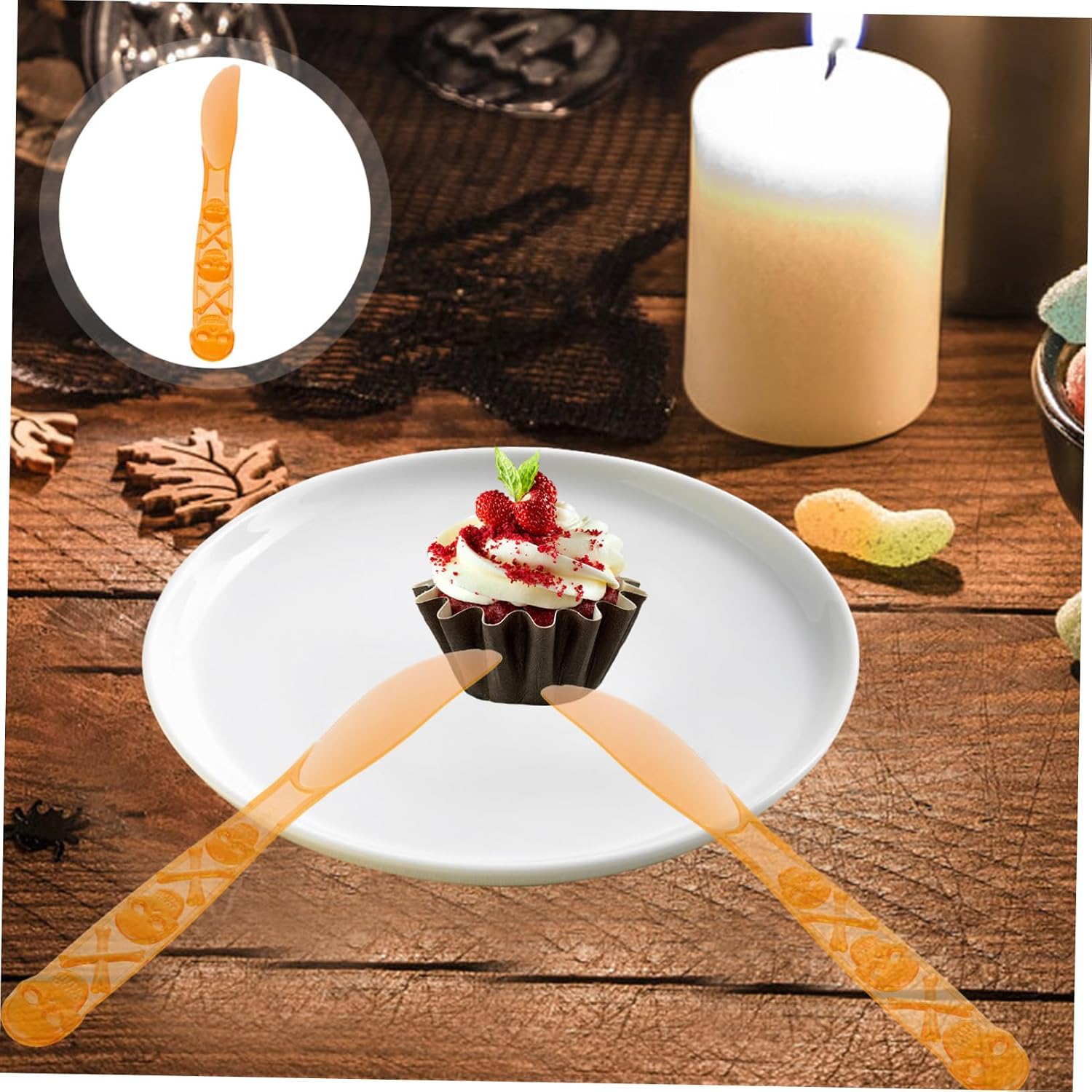 12pcs Halloween Party Plastic Tableware Unique Skull Design Utensils Smooth Surface Cutlery for Celebrations Theme Parties for Carnivals and Gatherings