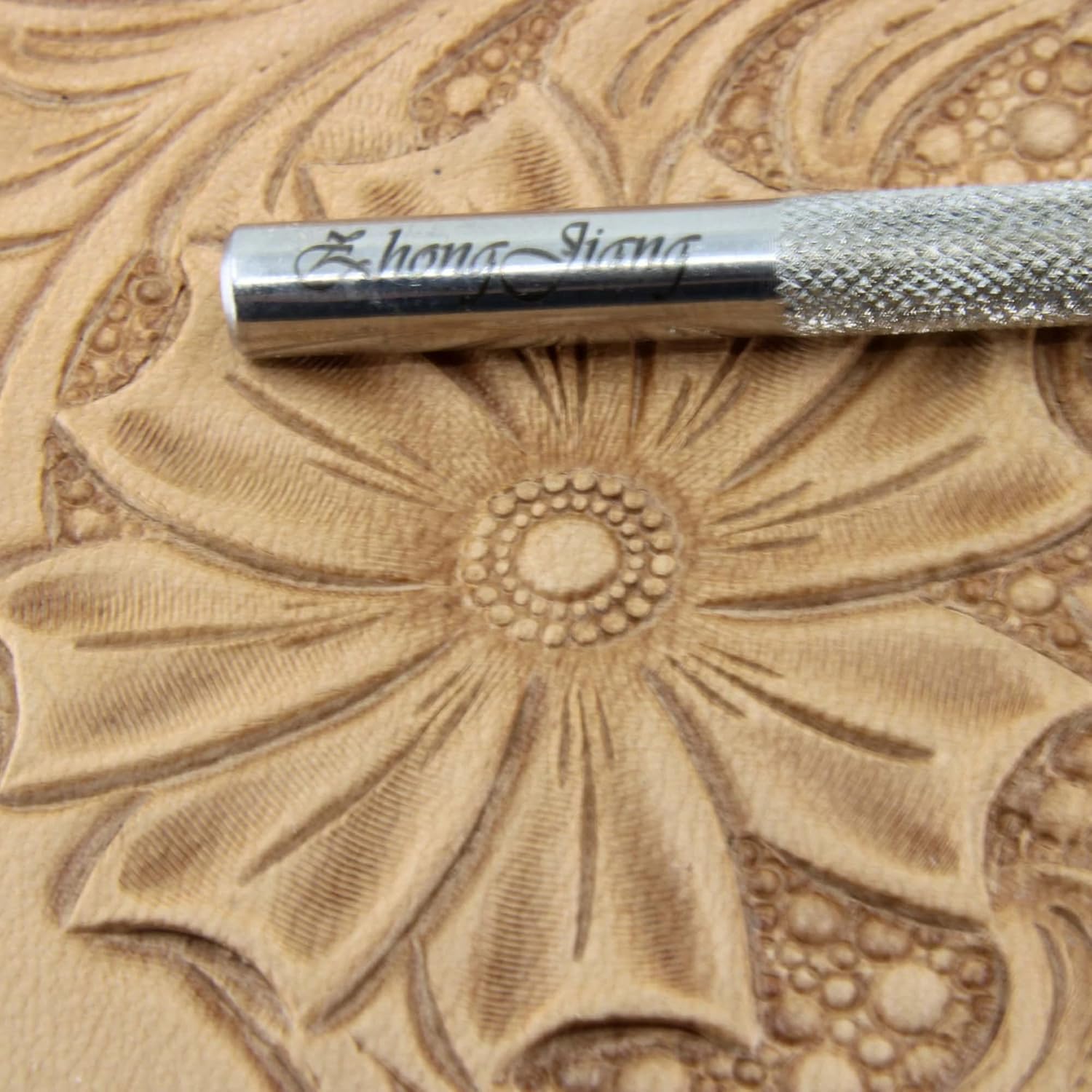 Center Shader Leather Stamp, Stainless Steel Leather Stamping Tool, Zhong Jiang
