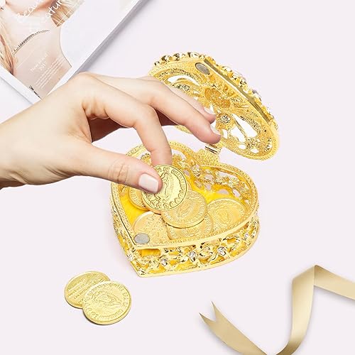 Miniatura 4 de Juego de monedas Arras de boda – Caja dorada en forma de corazón con 13 monedas de Virgen de Guadalupe, Arras de Boda Cristiana, accesorios de boda