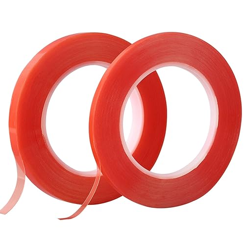 2 rollos (0.197 in0.394 in x 82.0 ft) cinta adhesiva de reparación de teléfono de doble cara, resistente al calor, cinta acrílica transparente de