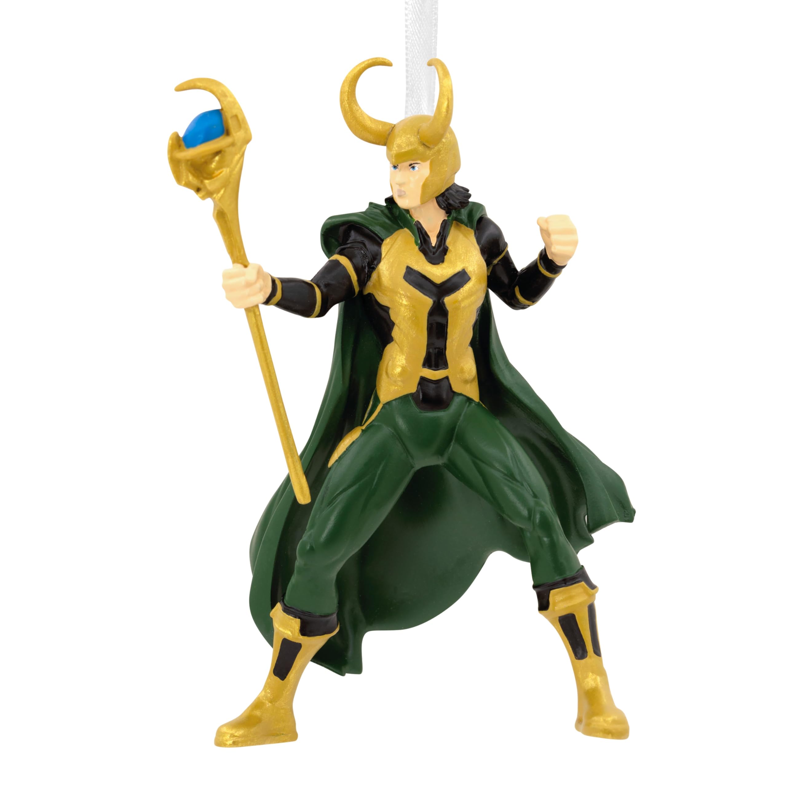 Hallmark Loki Keepsake Hanging Ornament, MARVEL Tree Decoration, Villain, Green, Yellow