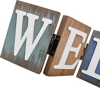 Amazon.com: Rustic Wood Welcome Sign Cutout, Teal Wooden Tabletop