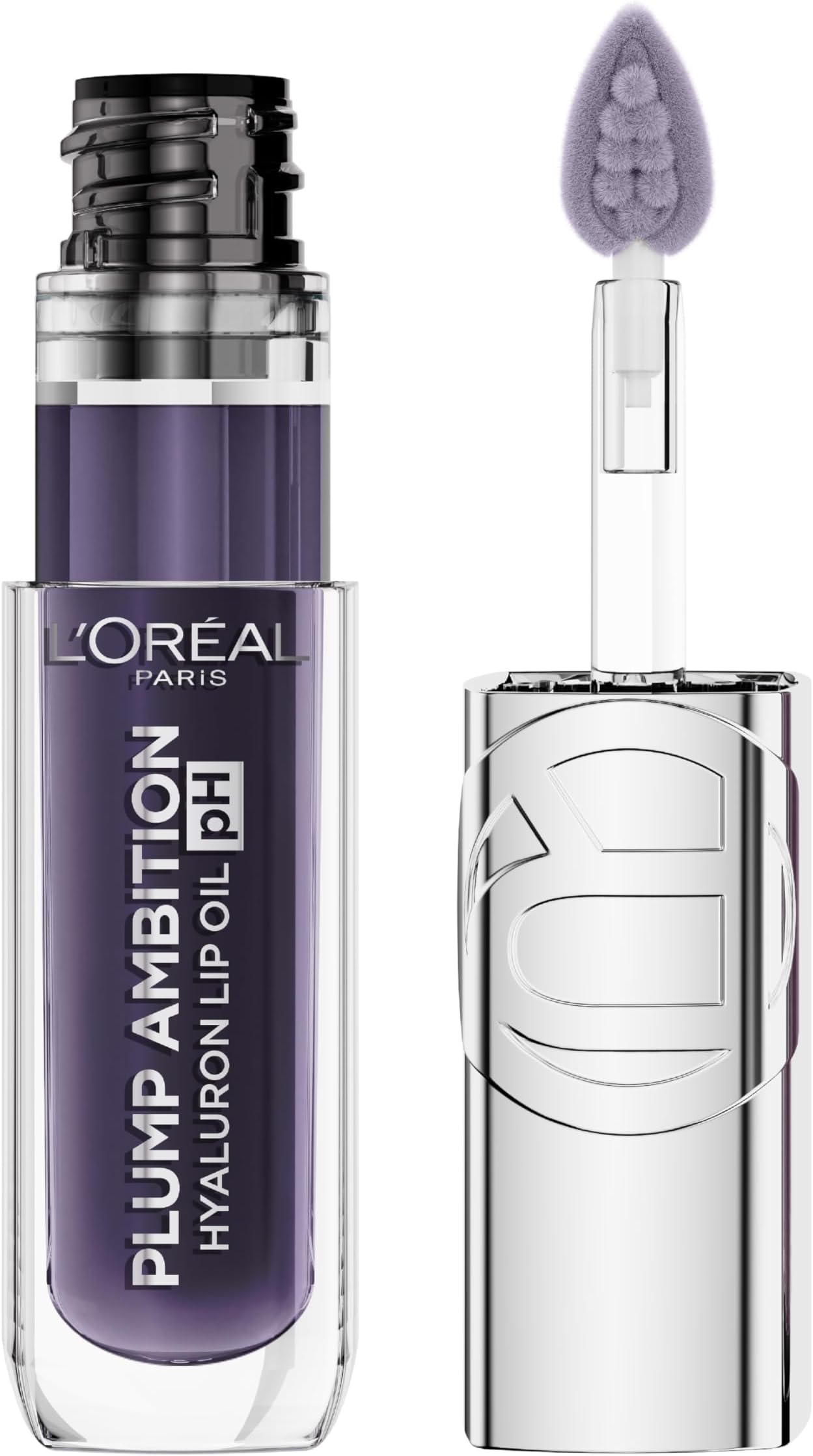 Plump Ambition pH Hyaluron Lip Oil, Color Shifting Lip Tint with 24HR Hydration, Volumizing Shine and Lasting Color, 090 pH Berry Noir