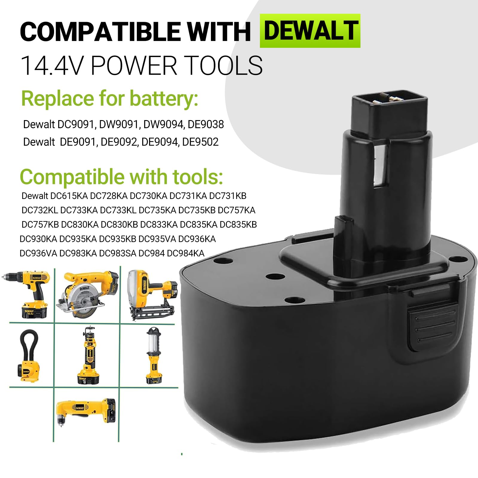 Hanaix 3500mAh 14.4V Ni-MH Battery Replacement for DEWALT XRP