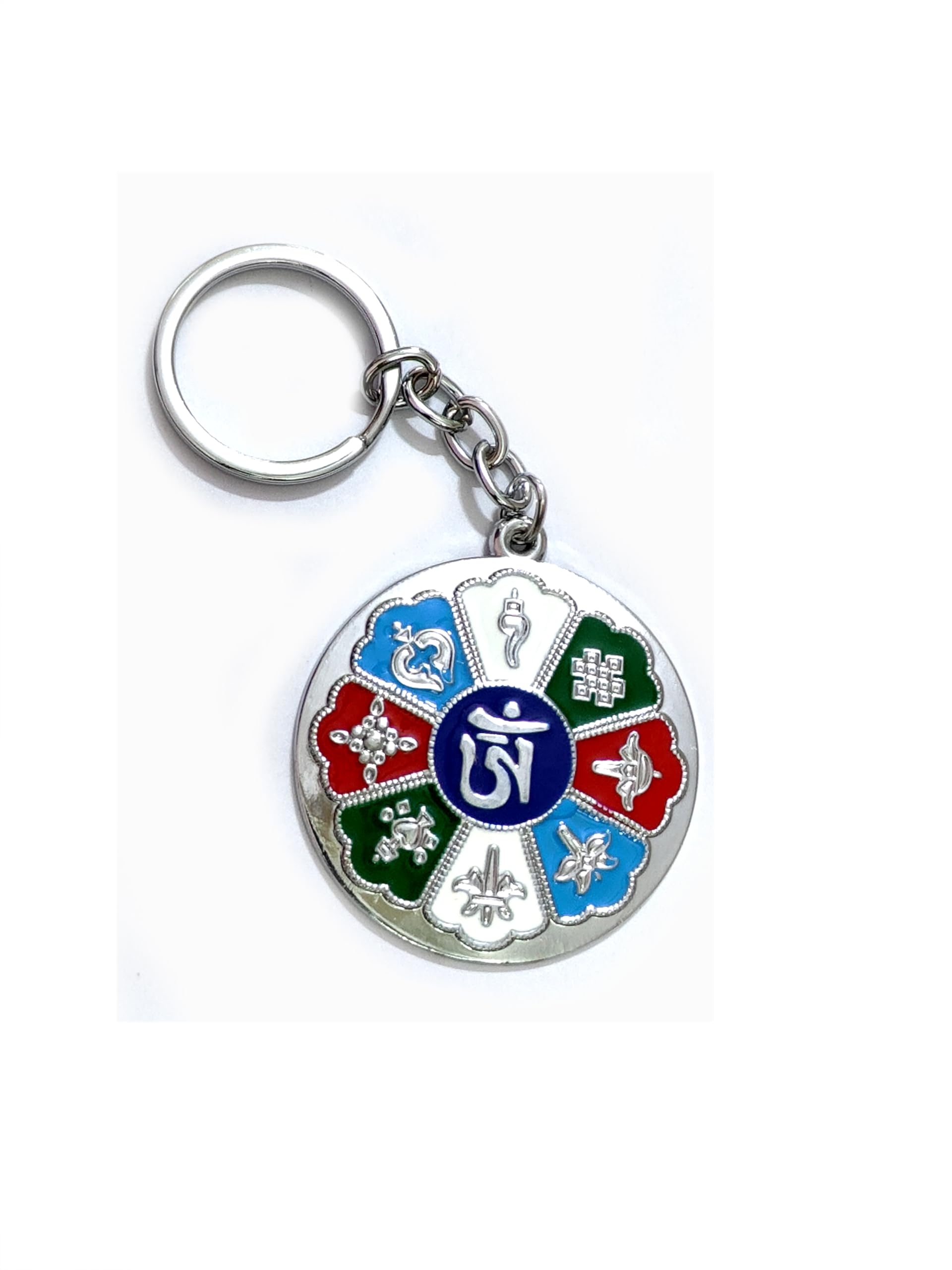 Auspicious Tibetan Buddhist Ashtamangala Symbols Key Chain Key Ring-image-48