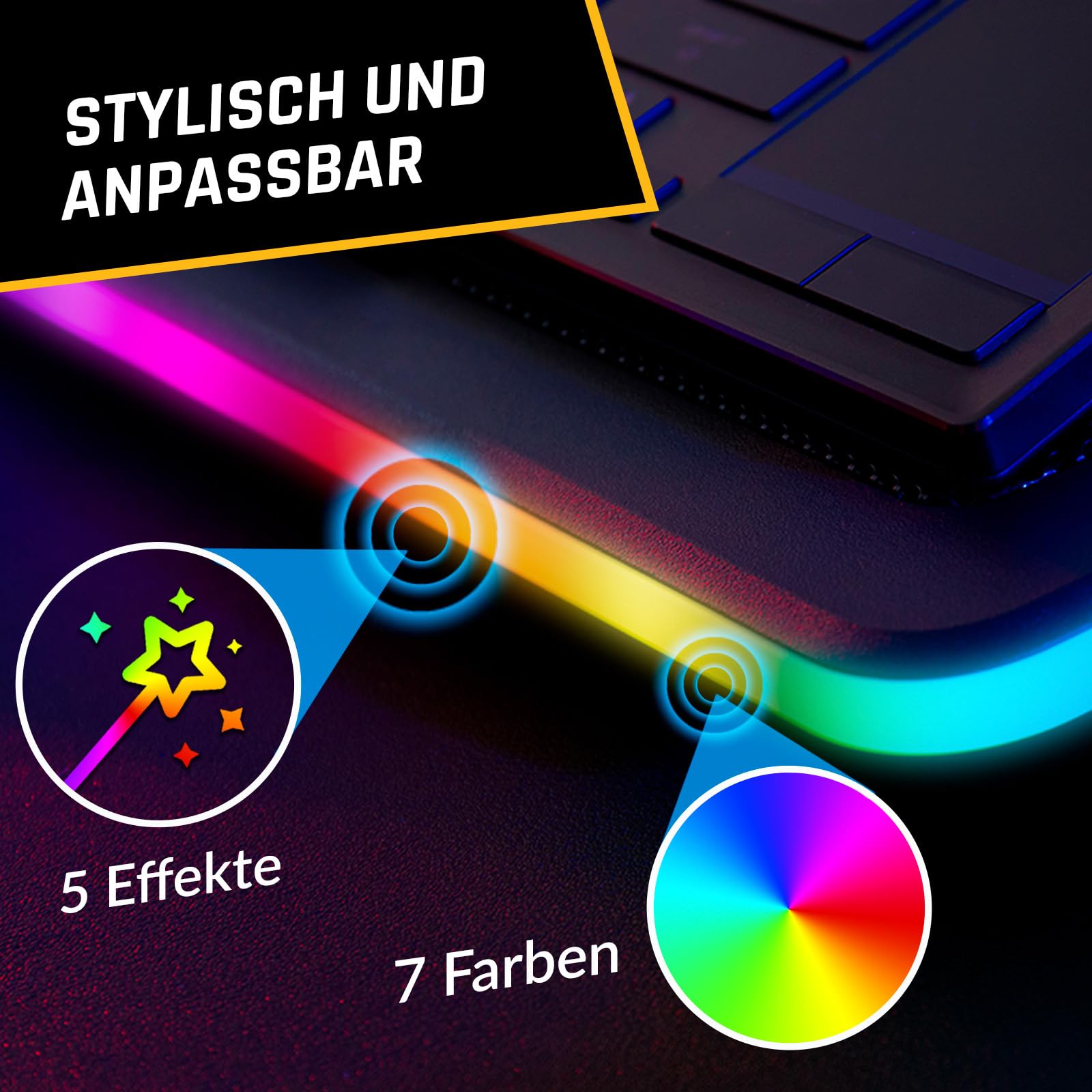 KLIM Ultimate Laptop Kühler + NEU + Gaming Cooling Pad + Stabiler RGB Ständer mit Lüfter + Kompatibel bis zu 17" + USB-Lüfter + Für PC Mac PS5 PS4