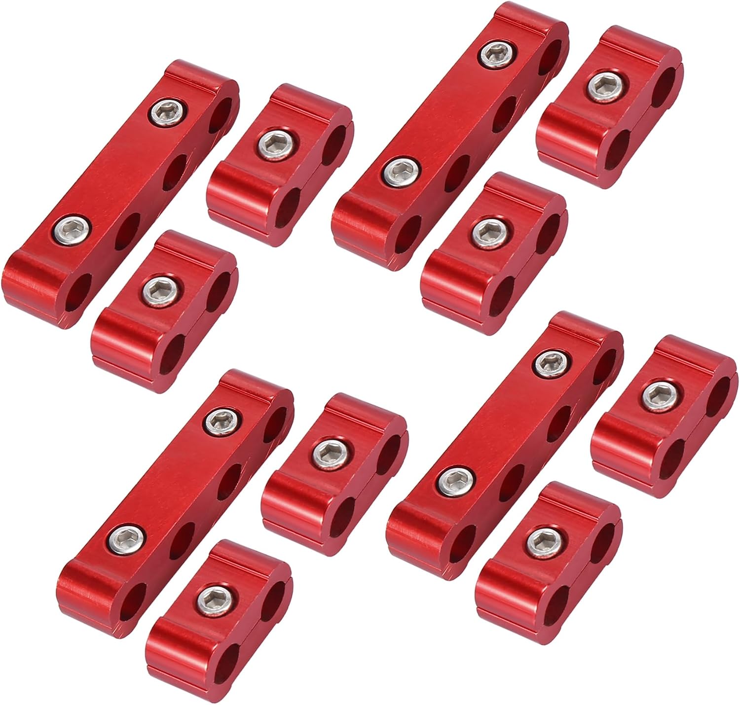 4 Set 8mm Car Engine Spark Plug Wire Separator Looms Divider Organizer Clamp Aluminum Alloy Red Auto Replacement Parts