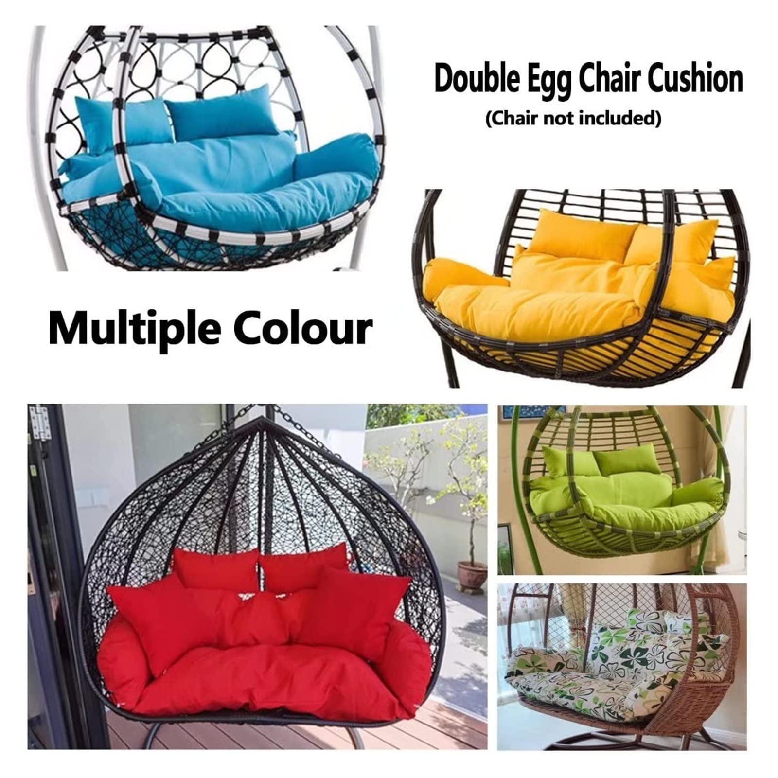 2 Zits Eierstoel Schommelkussen Buiten, Persoons Hangende Eierstoelkussen Dubbel Hangend Mandstoelkussen Vervanging Voor Hangmatstoel Alleen Kussen Maat 150 X 110 Cm Kleur Zwart 662006495