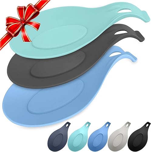 Juego de 3 cucharas de silicona para estufa, resistente al calor, apto para lavavajillas, soporte para utensilios de cocina grandes, no se rompe,