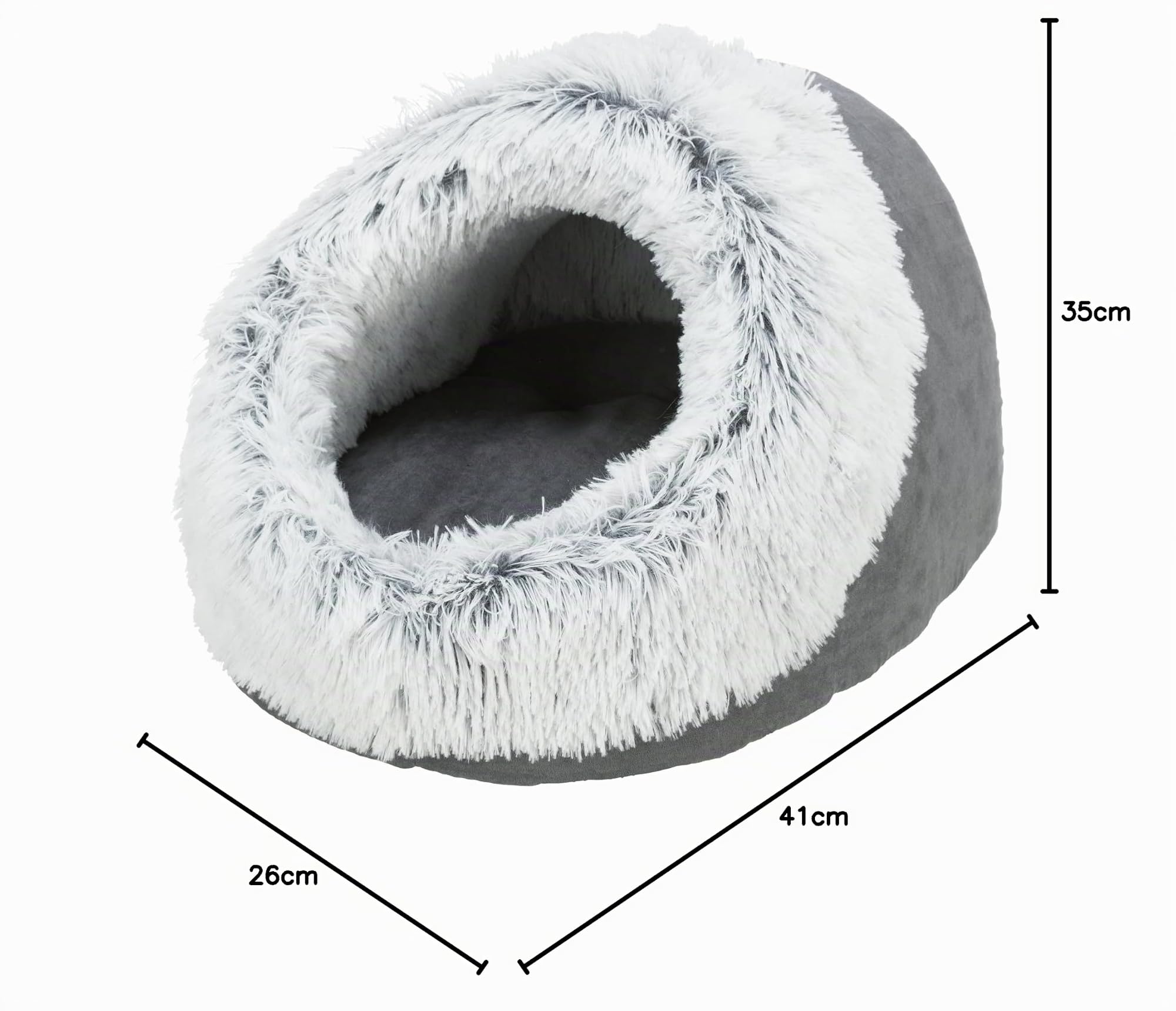 TRIXIE Hunde-Höhle Harvey - Wendekissen - rutschfester Boden - Langhaar-Plüsch - 35 x 26 x 41 cm - grau - 38030