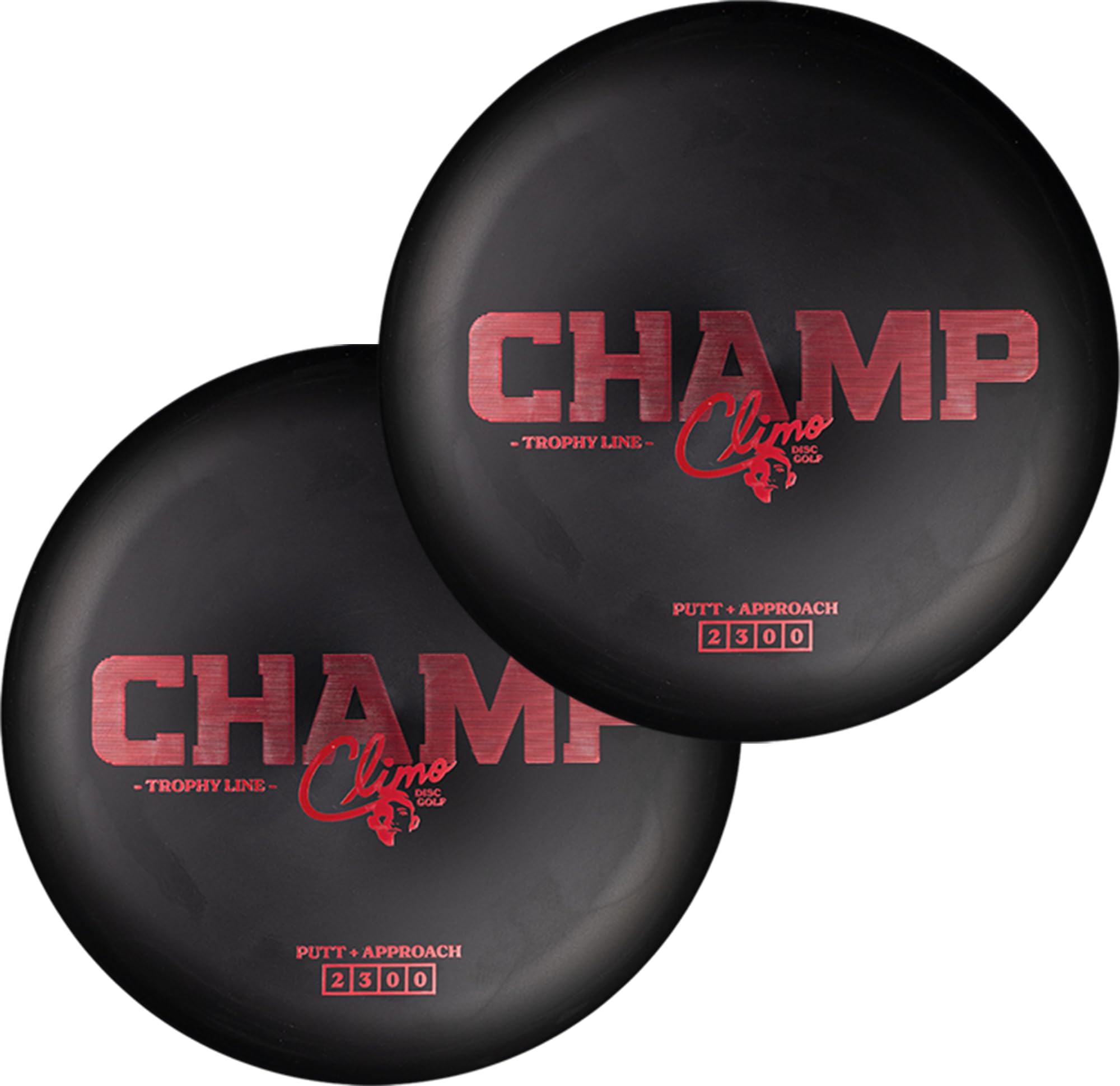 Climo Disc Golf Champ Putter 2-Pack - Trophy Line Plastic - 173+ Grams - Black – Matching Putters – Ken Climo 12X World Champion
