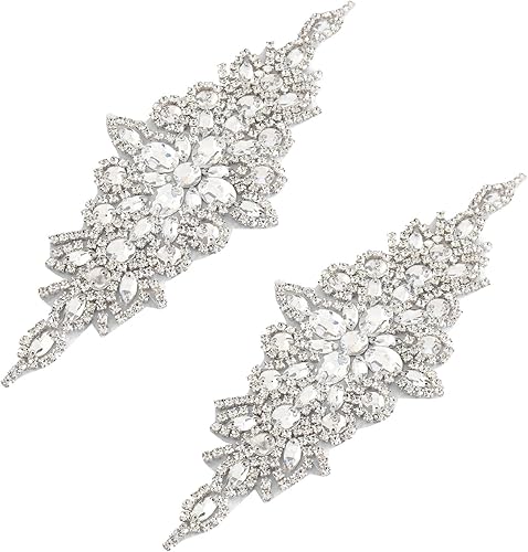 Miniatura 7 de Apliques de cuentas de diamantes de imitación iridiscentes para vestidos vintage de cristal para novia, cinturón de vestido de novia