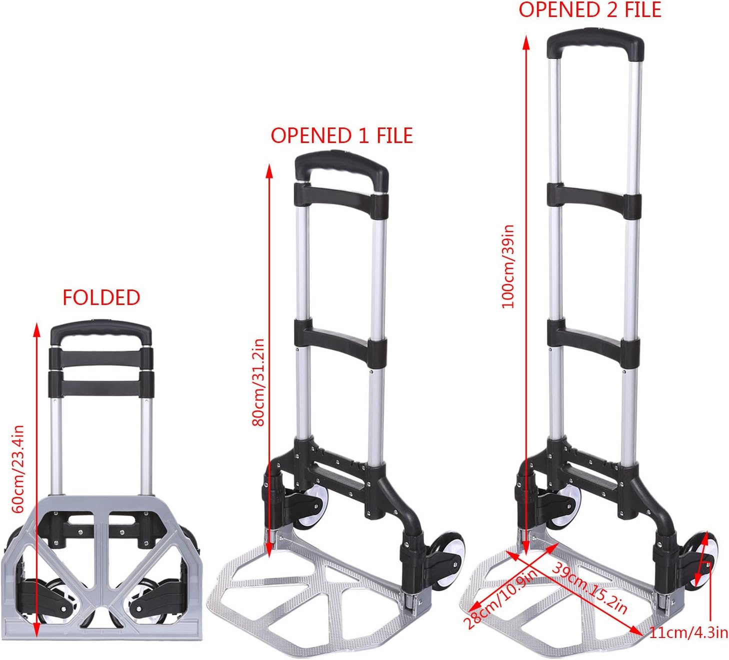 Anfan 150lbs Capacity Multi-function Heavy Duty Aluminum Folding Trolley Portable Hand Truck(US Stock) (150lbs)