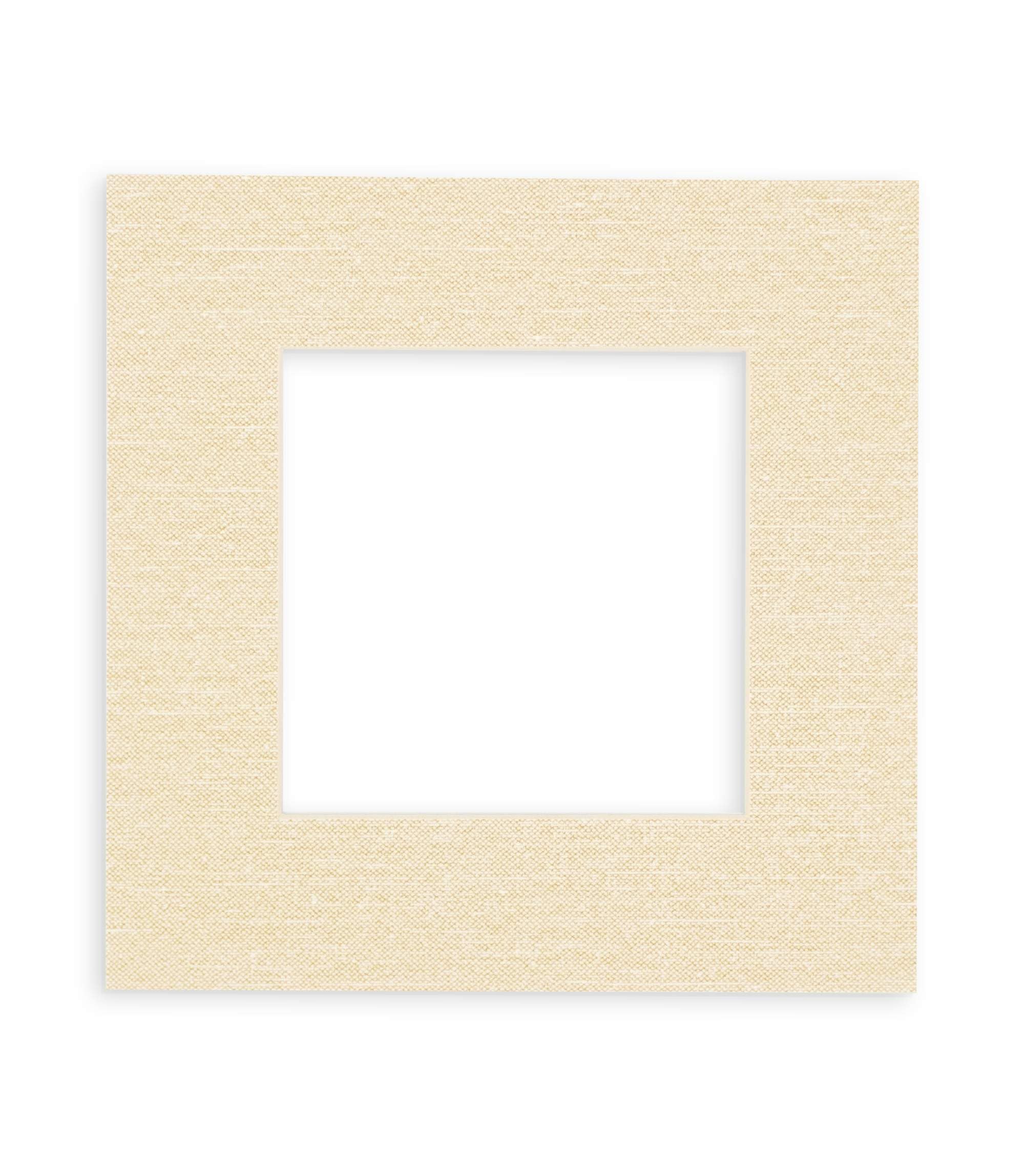 16x16 Mat Bevel Cut for 5x5 Photos - Precut Fresh Linen Canvas Square Shaped Photo Mat Board Opening - Acid Free Matte to Protect Your Pictures - Bevel Cut for Family Photos, Pack of 1 Matboard