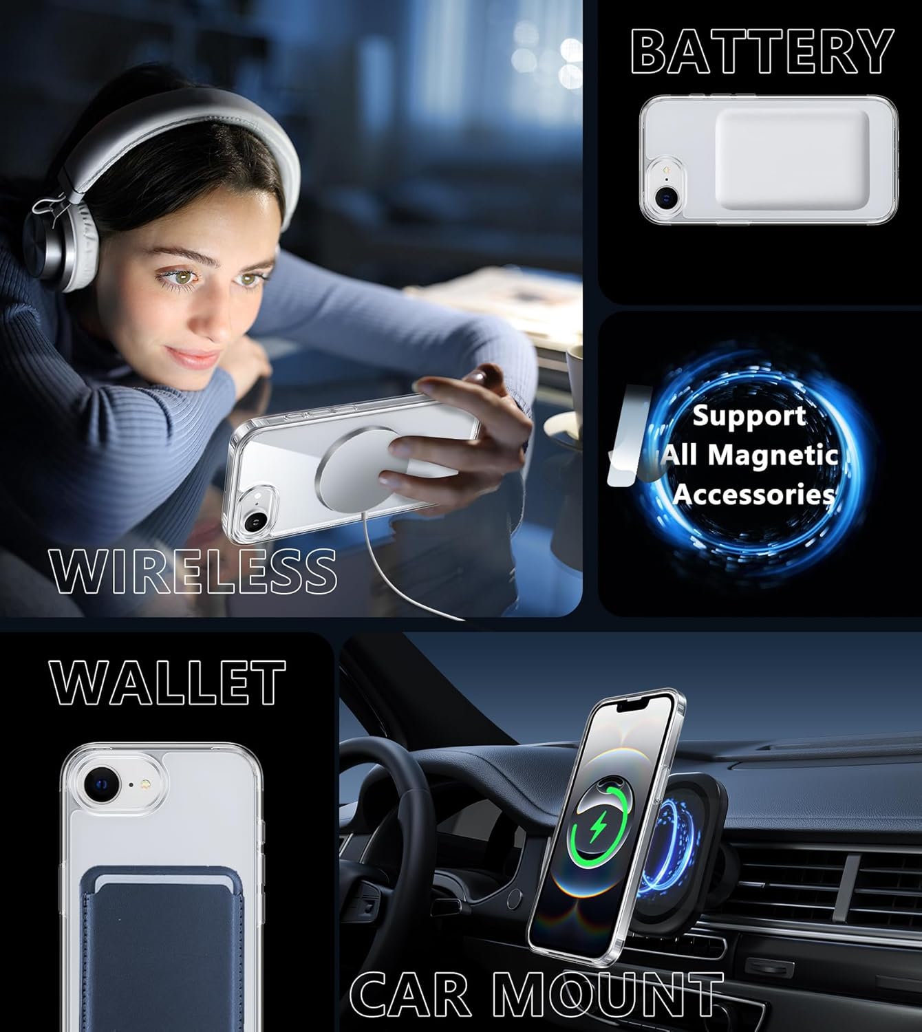 FNTCASE for iPhone 16e Case: Clear Magnetic Rugged Protection | Slim Anti Yellowing Phone Cases | Shockproof Scratch-Resistant Transparent Phone Cover(Clear) for iPhone 16e 2025 6.1 inch Clear image 6 of 7 B0DQTJYT93