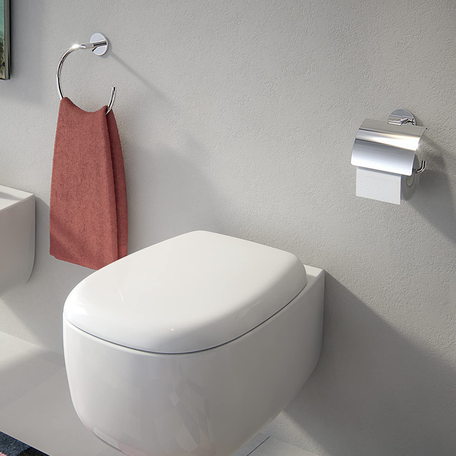 Gedy - Portarrollo Con Tapa G-Gea C/Biadhesivo. (36251300200)