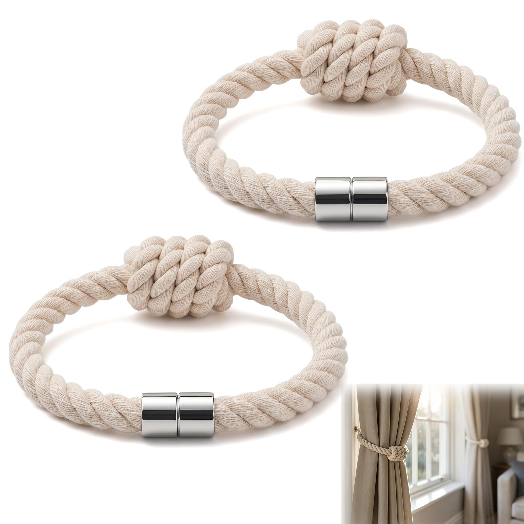 2 Pcs Magnetic Curtain Tie Backs, Curtain Holdbacks Magnetic Tie Backs