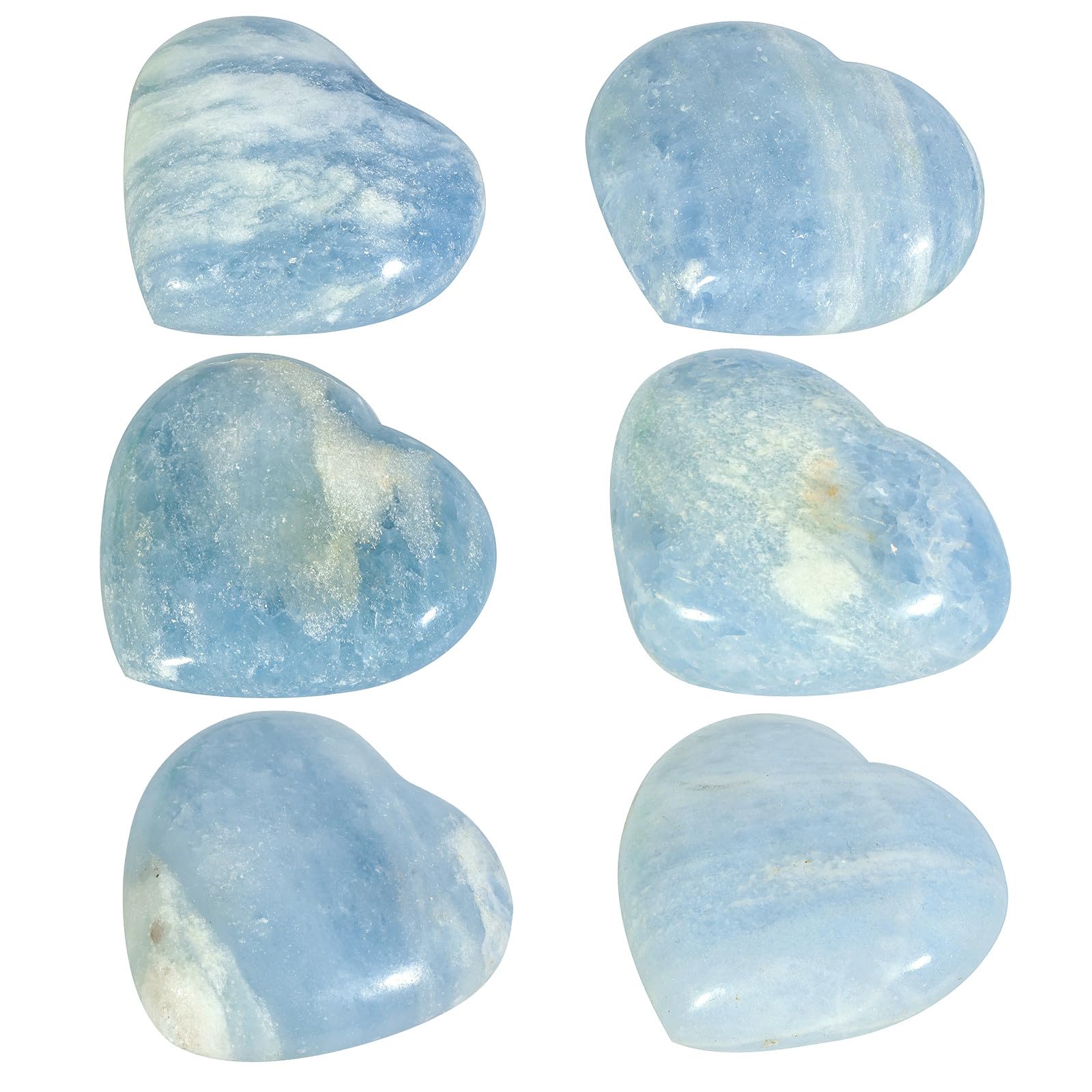 Nupuyai Natural Blue Celestite Crystal Heart Stone, Polished Worry Palm Stone Anxiety Relief - Image 4