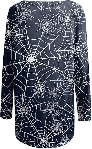 Miniatura 3 de Sudadera de Halloween para mujer, con estampado de murciélago, calabaza, fantasma, sudadera de manga larga, cuello redondo, túnica