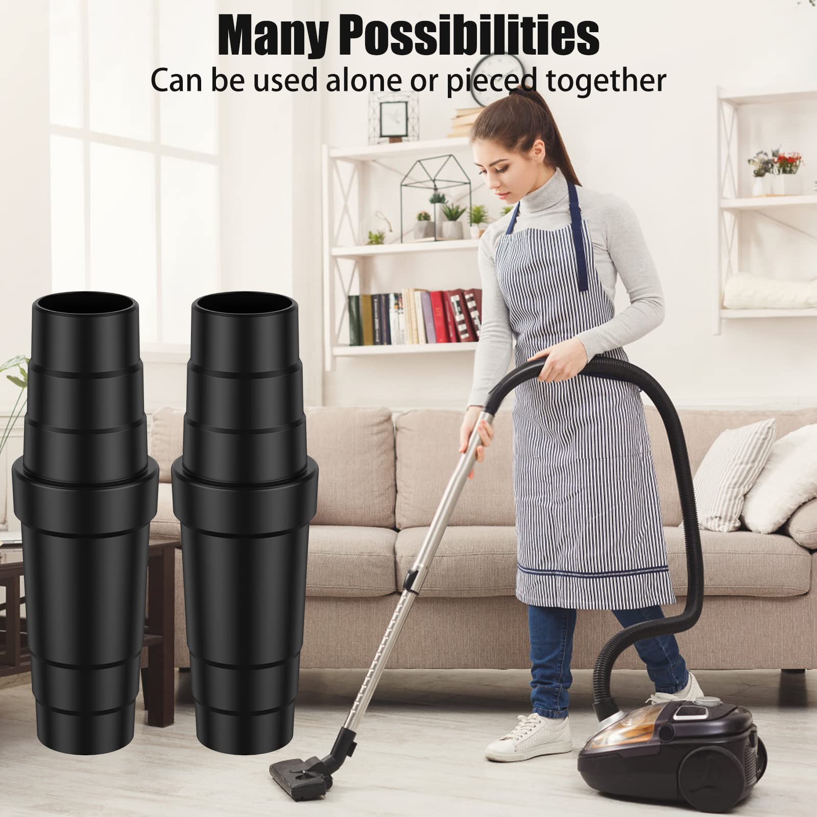 2 Stück Universal PVC Staubsauger Adapter 31.5-45mm Zuschneidbar Schlauchadapter Staubsauger für Nass- und Trockensauger, Hochgradig Kompatibel Adapter für Staubsaugerschlauch